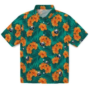 Buffalo Sabres Hawaiian Shirt - Hibiscus and Palm Leaves