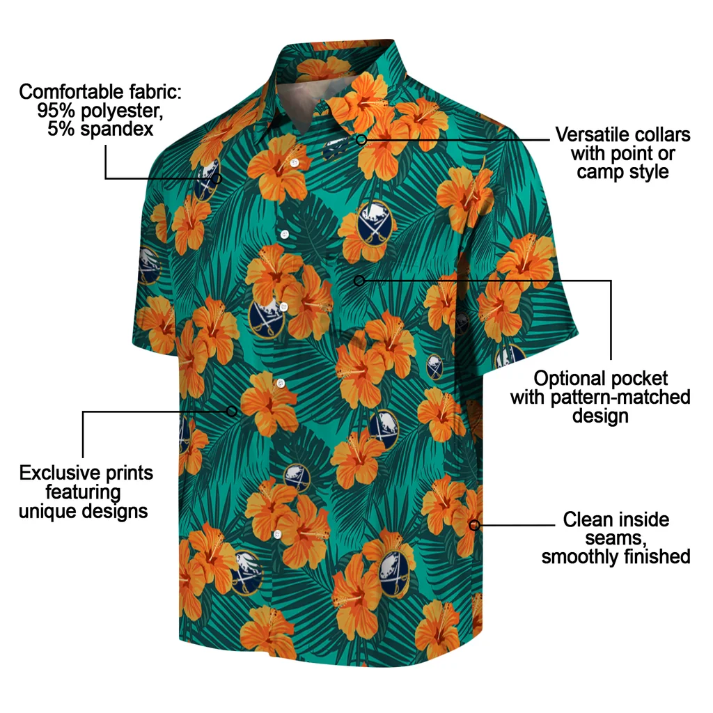 Buffalo Sabres Hawaiian Shirt - Hibiscus and Palm Leaves 5 Buffalo Sabres Hawaiian Shirt - Hibiscus and Palm Leaves - Image 5