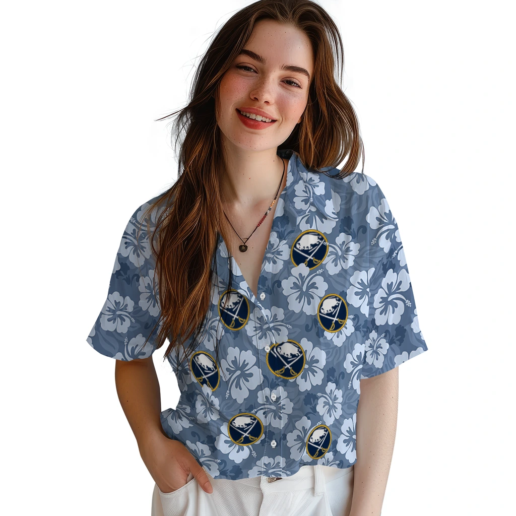 Buffalo Sabres Hawaiian Shirt - Hibiscus Cluster 4 Buffalo Sabres Hawaiian Shirt - Hibiscus Cluster - Image 4