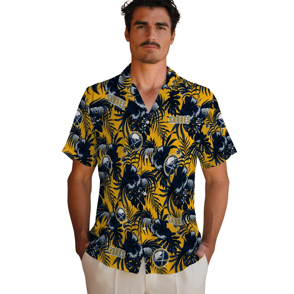 Buffalo Sabres Hawaiian Shirt - Hibiscus Exotic 2 Buffalo Sabres Hawaiian Shirt - Hibiscus Exotic - Image 2