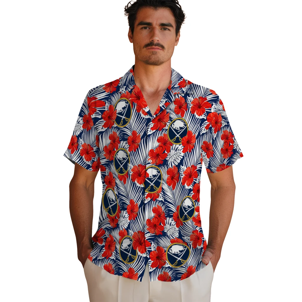Buffalo Sabres Hawaiian Shirt - Hibiscus Fiesta 2 Buffalo Sabres Hawaiian Shirt - Hibiscus Fiesta - Image 2