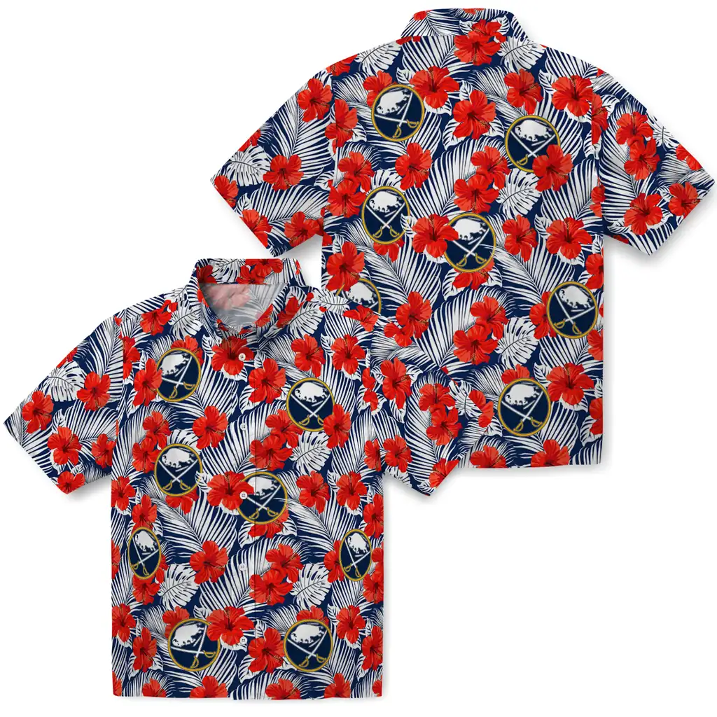 Buffalo Sabres Hawaiian Shirt - Hibiscus Fiesta 3 Buffalo Sabres Hawaiian Shirt - Hibiscus Fiesta - Image 3
