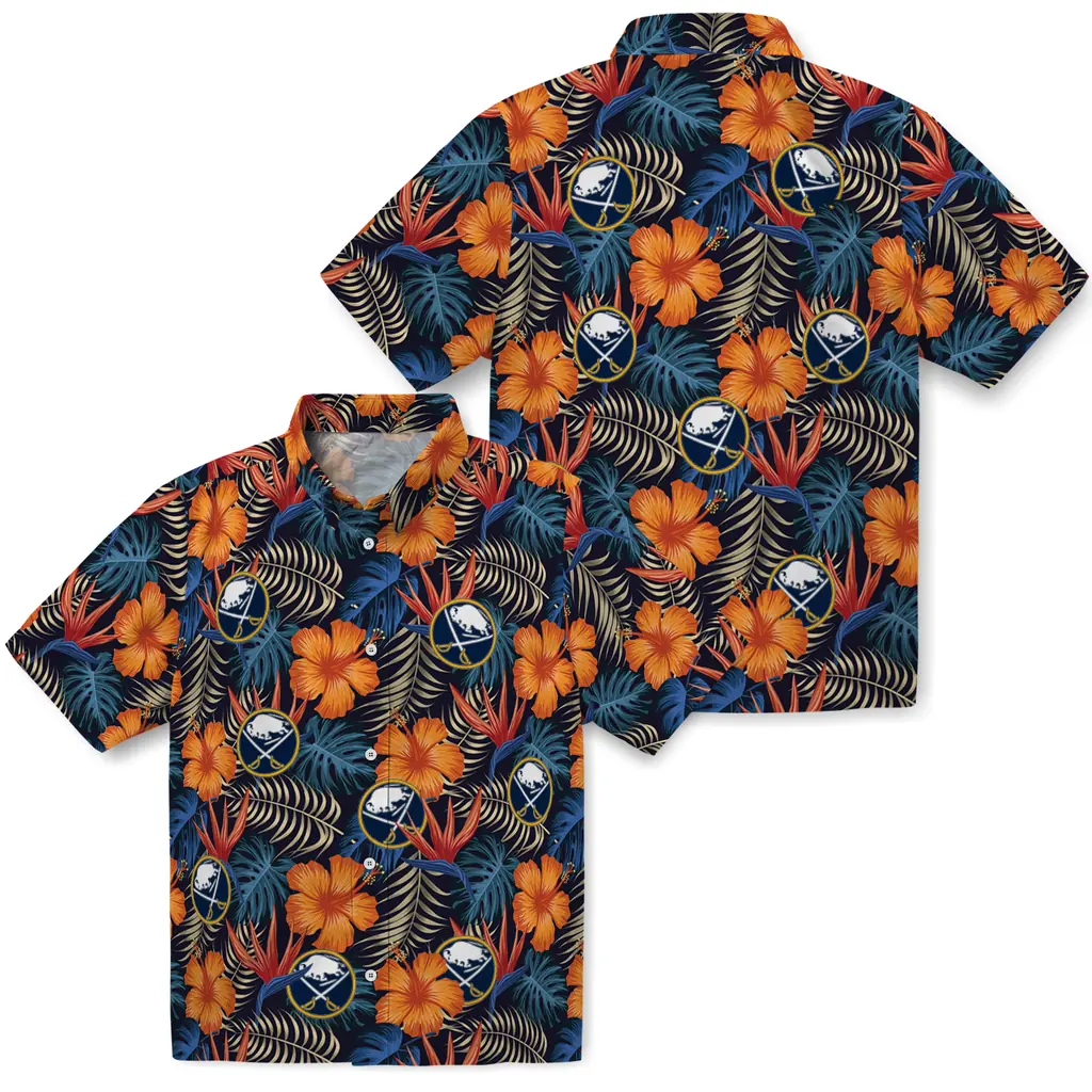 Buffalo Sabres Hawaiian Shirt - Hibiscus Foliage 3 Buffalo Sabres Hawaiian Shirt - Hibiscus Foliage - Image 3