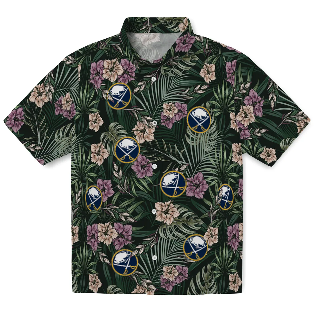 Buffalo Sabres Hawaiian Shirt - Hibiscus Leaves Pattern 1 Buffalo Sabres Hawaiian Shirt - Hibiscus Leaves Pattern