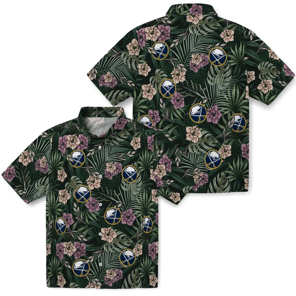 Buffalo Sabres Hawaiian Shirt - Hibiscus Leaves Pattern 3 Buffalo Sabres Hawaiian Shirt - Hibiscus Leaves Pattern - Image 3