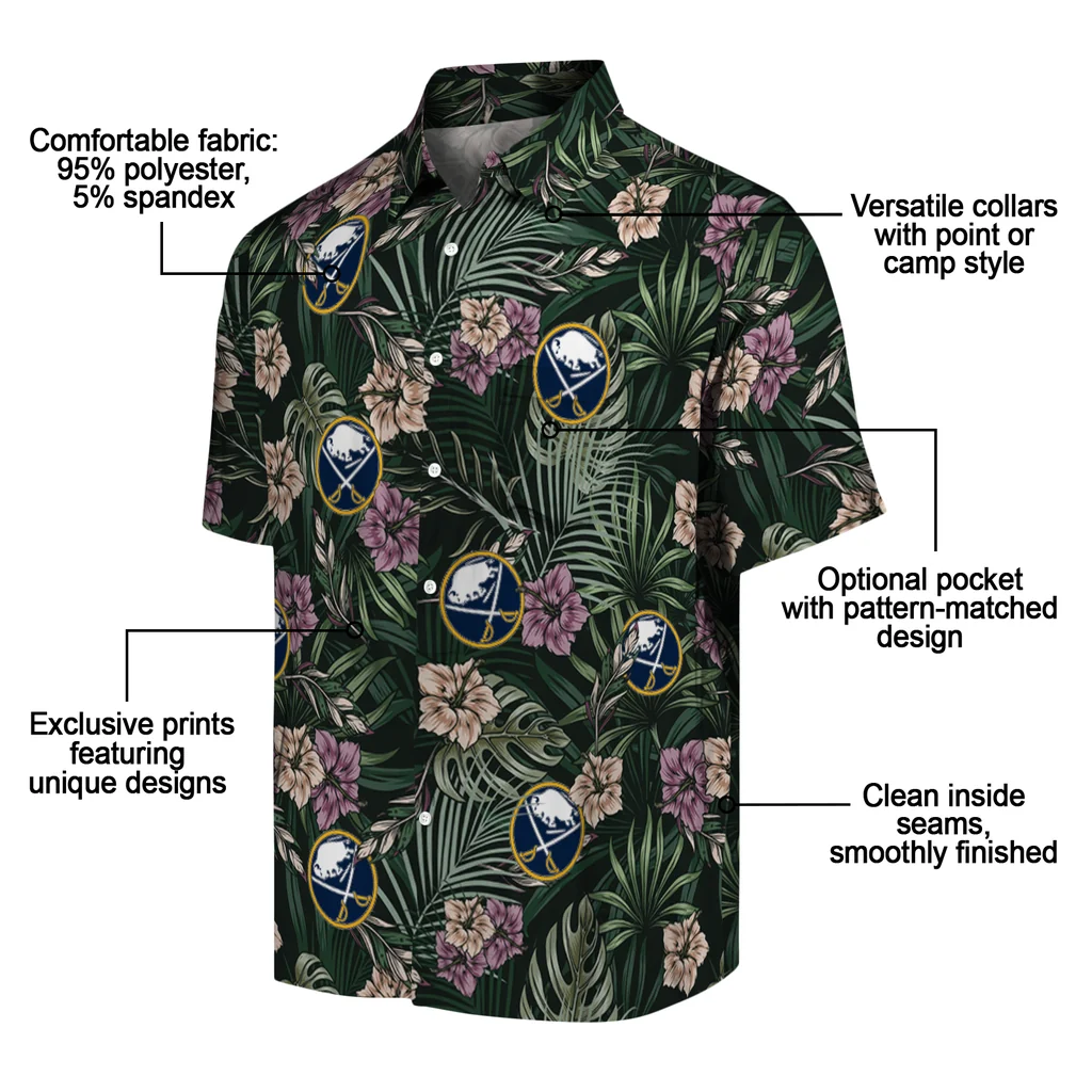 Buffalo Sabres Hawaiian Shirt - Hibiscus Leaves Pattern 5 Buffalo Sabres Hawaiian Shirt - Hibiscus Leaves Pattern - Image 5