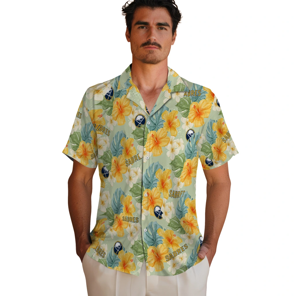 Buffalo Sabres Hawaiian Shirt - Hibiscus Mood 2 Buffalo Sabres Hawaiian Shirt - Hibiscus Mood - Image 2