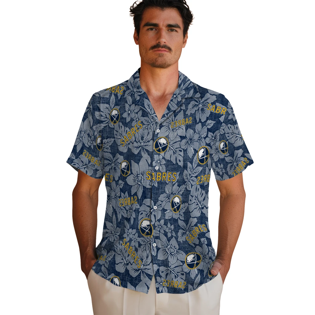 Buffalo Sabres Hawaiian Shirt - Hibiscus Oasis 2 Buffalo Sabres Hawaiian Shirt - Hibiscus Oasis - Image 2