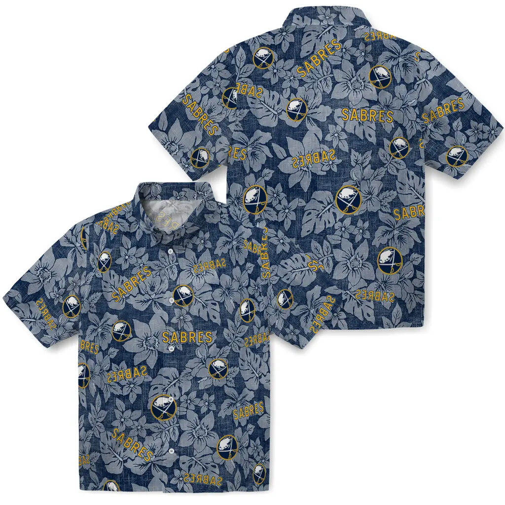 Buffalo Sabres Hawaiian Shirt - Hibiscus Oasis 3 Buffalo Sabres Hawaiian Shirt - Hibiscus Oasis - Image 3