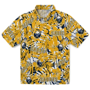 Buffalo Sabres Hawaiian Shirt - Hibiscus Overlay