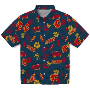 Calgary Flames Hawaiian Shirt - Beach Vibe