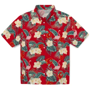 Calgary Flames Hawaiian Shirt - Flamingo and Hibiscus