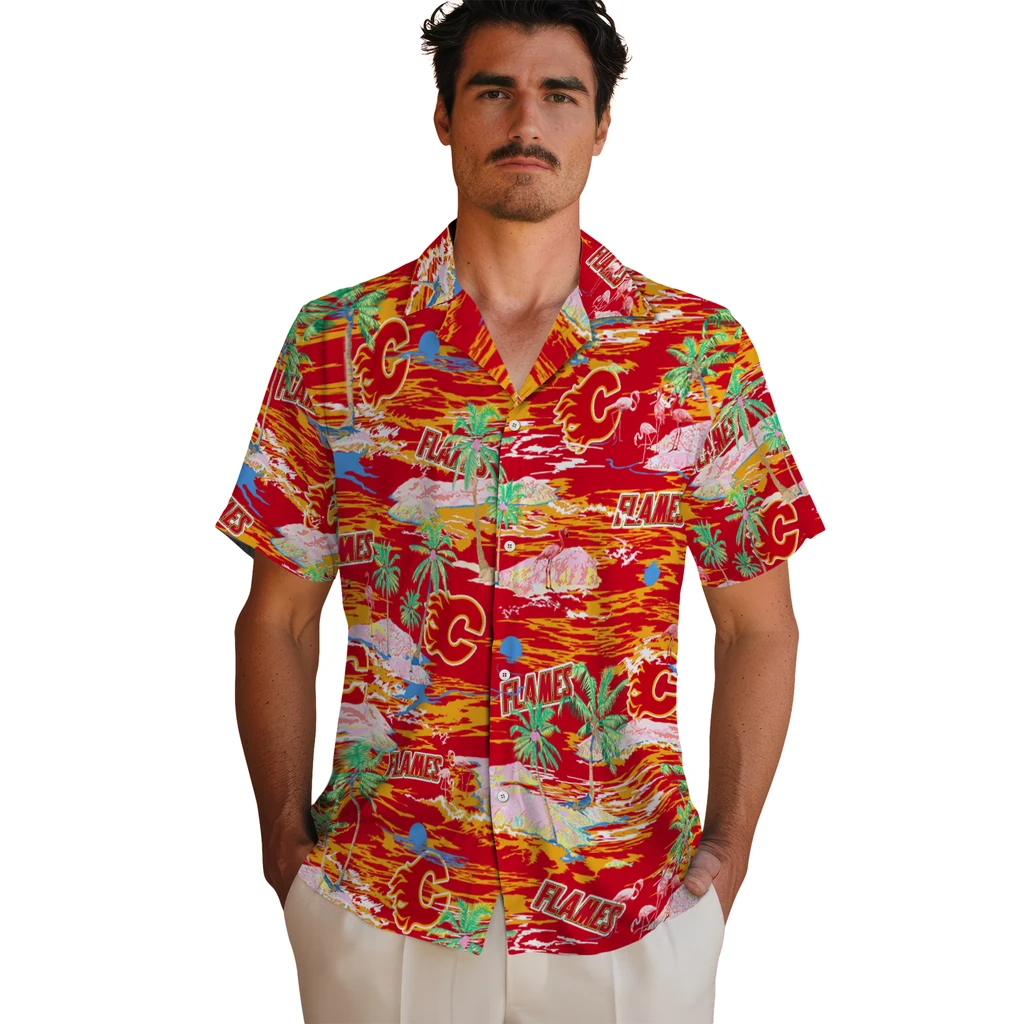 Calgary Flames Hawaiian Shirt - Hawaii Island 2 Calgary Flames Hawaiian Shirt - Hawaii Island - Image 2