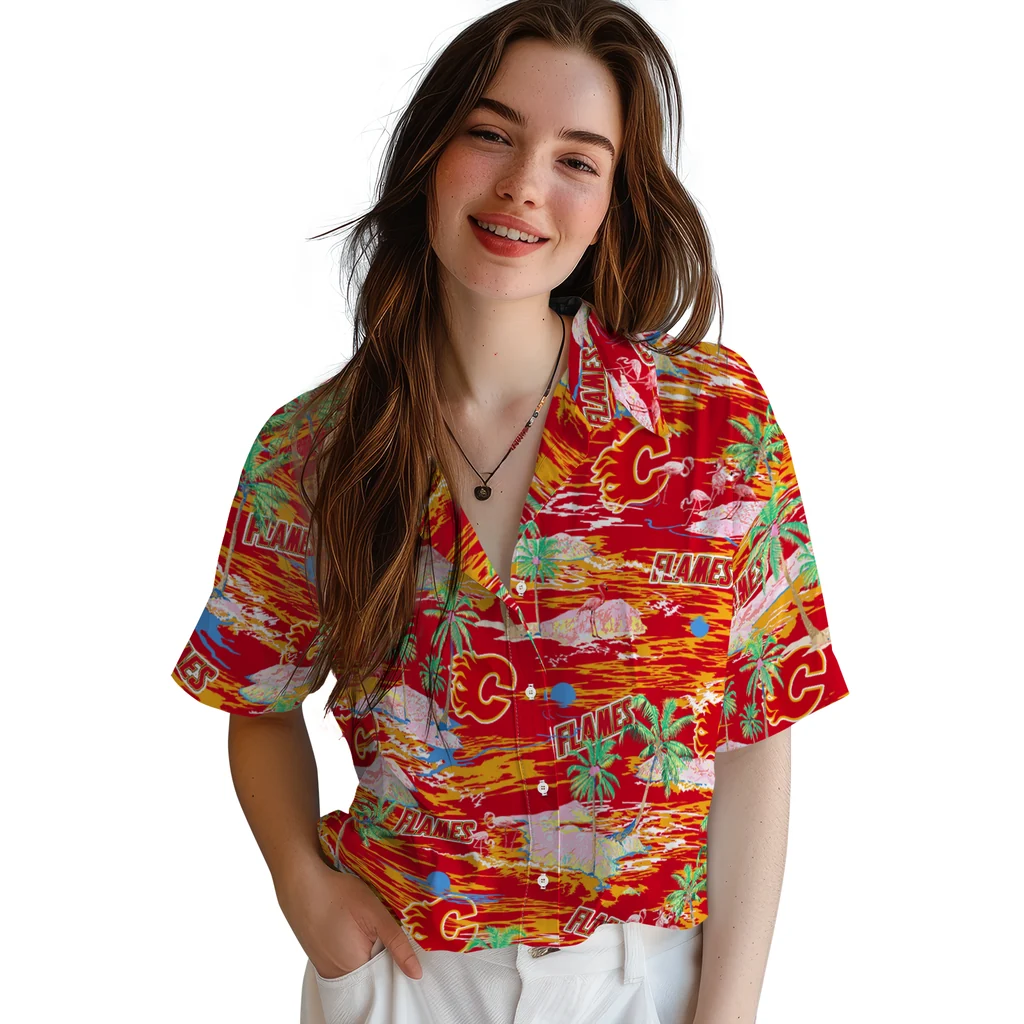 Calgary Flames Hawaiian Shirt - Hawaii Island 4 Calgary Flames Hawaiian Shirt - Hawaii Island - Image 4