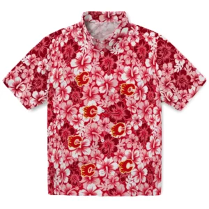 Calgary Flames Hawaiian Shirt - Hibiscus Blooms