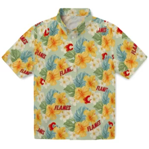Calgary Flames Hawaiian Shirt - Hibiscus Mood