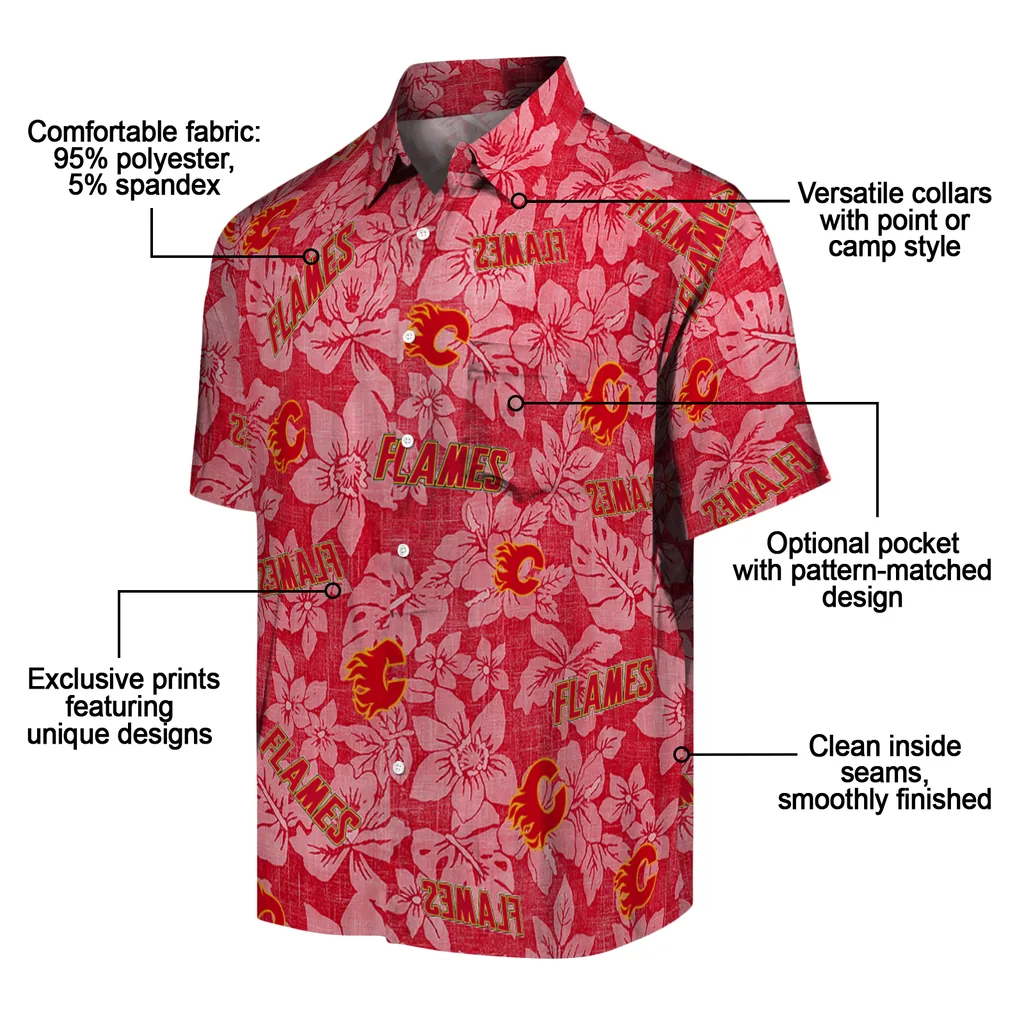 Calgary Flames Hawaiian Shirt - Hibiscus Oasis 5 Calgary Flames Hawaiian Shirt - Hibiscus Oasis - Image 5