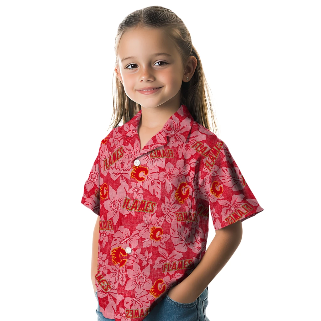 Calgary Flames Hawaiian Shirt - Hibiscus Oasis 6 Calgary Flames Hawaiian Shirt - Hibiscus Oasis - Image 6