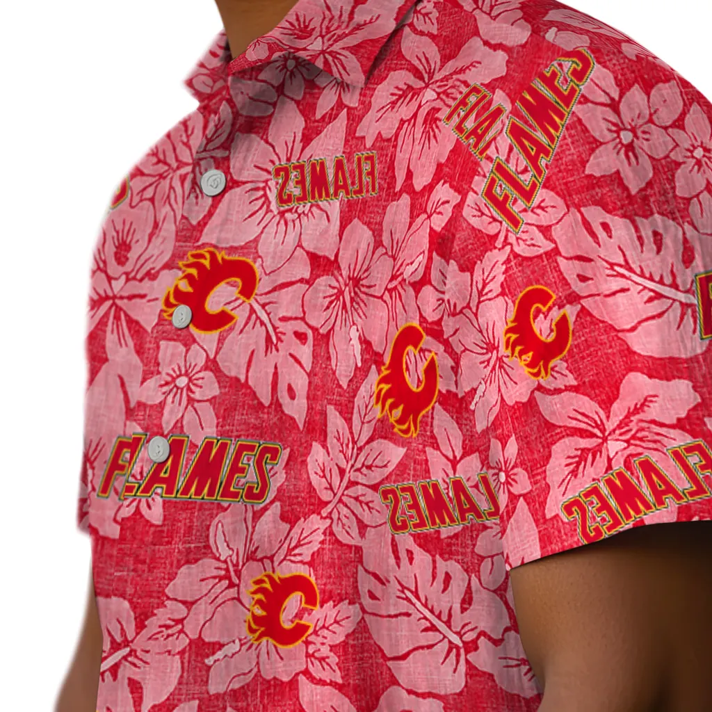 Calgary Flames Hawaiian Shirt - Hibiscus Oasis 8 Calgary Flames Hawaiian Shirt - Hibiscus Oasis - Image 8