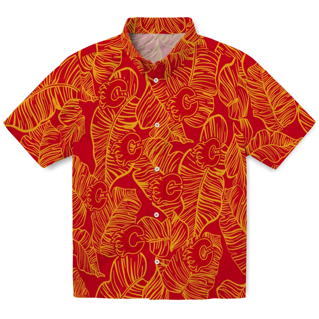 Calgary Flames Hawaiian Shirt - Leaf Outline 1 Calgary Flames Hawaiian Shirt - Leaf Outline