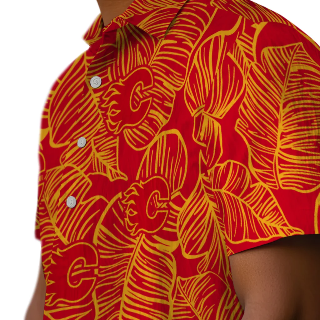 Calgary Flames Hawaiian Shirt - Leaf Outline 8 Calgary Flames Hawaiian Shirt - Leaf Outline - Image 8