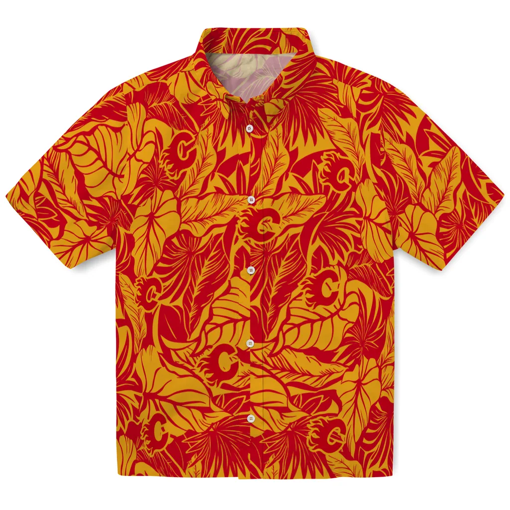 Calgary Flames Hawaiian Shirt - Monstera Layer 1 Calgary Flames Hawaiian Shirt - Monstera Layer