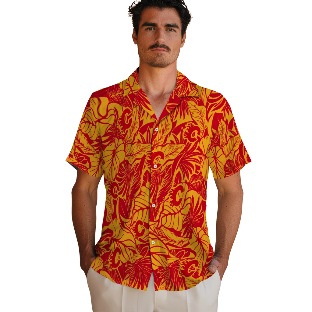 Calgary Flames Hawaiian Shirt - Monstera Layer 2 Calgary Flames Hawaiian Shirt - Monstera Layer - Image 2