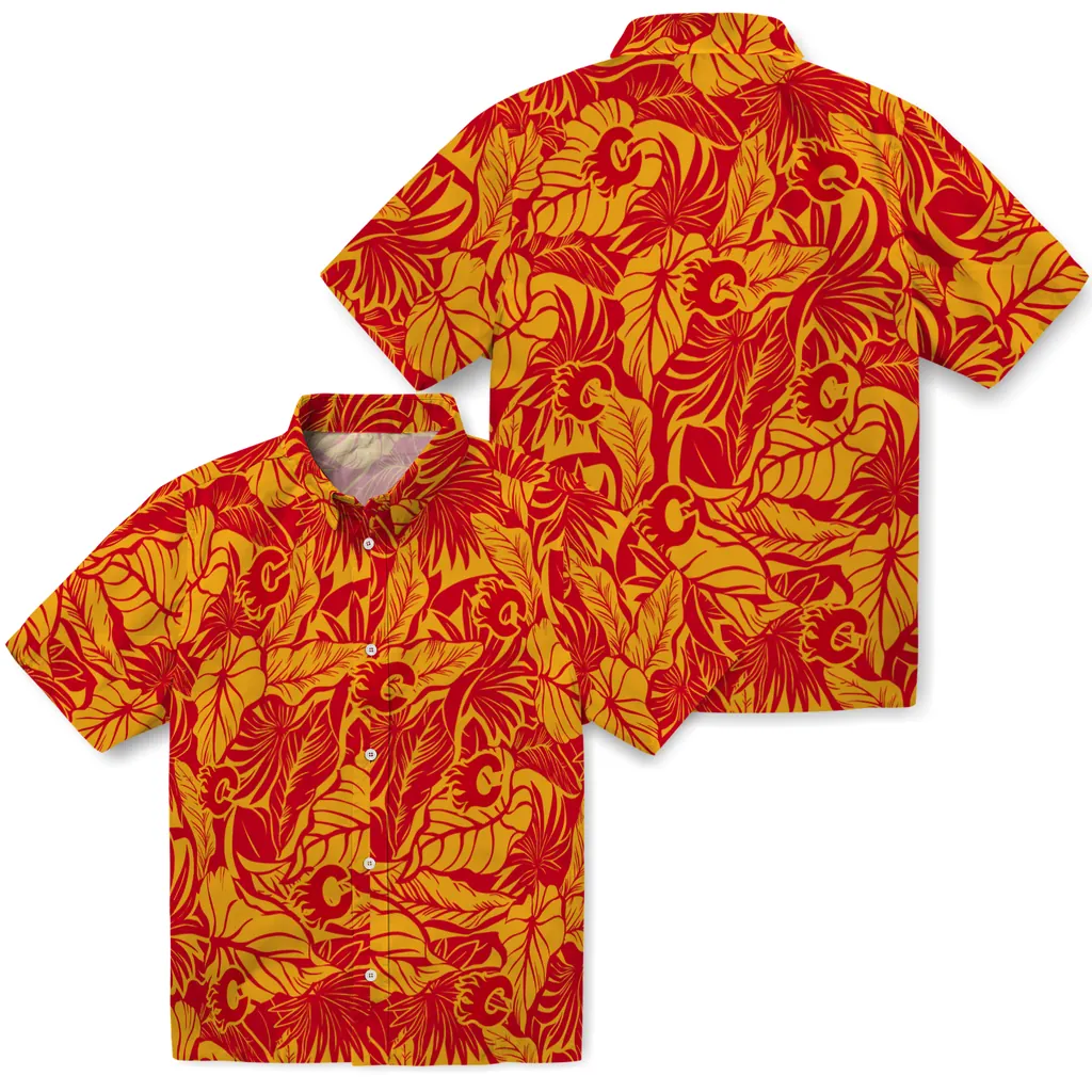 Calgary Flames Hawaiian Shirt - Monstera Layer 3 Calgary Flames Hawaiian Shirt - Monstera Layer - Image 3