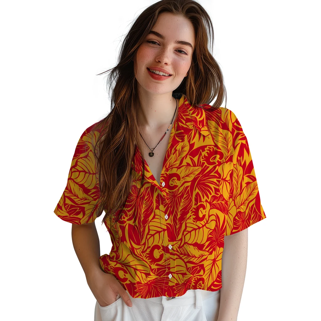 Calgary Flames Hawaiian Shirt - Monstera Layer 4 Calgary Flames Hawaiian Shirt - Monstera Layer - Image 4