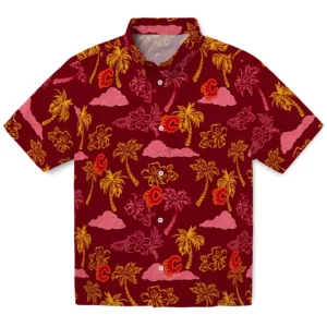 Calgary Flames Hawaiian Shirt - Palm And Clouds