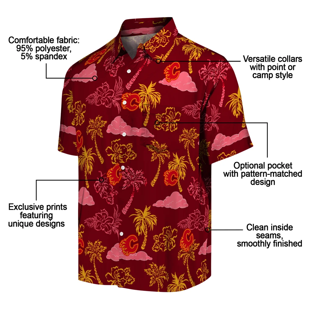 Calgary Flames Hawaiian Shirt - Palm And Clouds 5 Calgary Flames Hawaiian Shirt - Palm And Clouds - Image 5