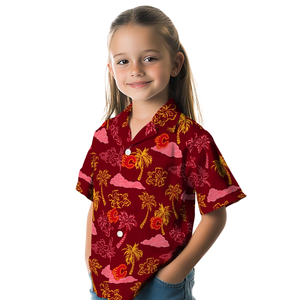 Calgary Flames Hawaiian Shirt - Palm And Clouds 6 Calgary Flames Hawaiian Shirt - Palm And Clouds - Image 6
