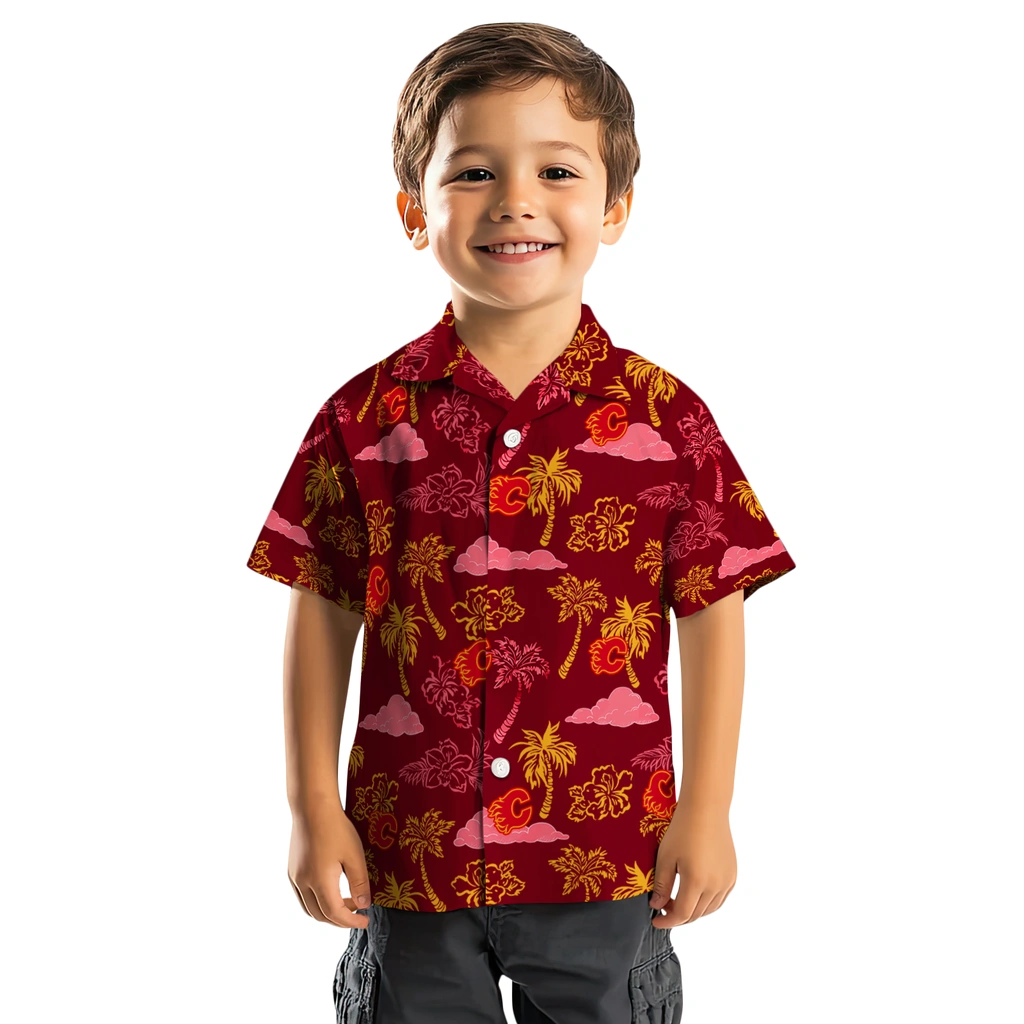 Calgary Flames Hawaiian Shirt - Palm And Clouds 7 Calgary Flames Hawaiian Shirt - Palm And Clouds - Image 7