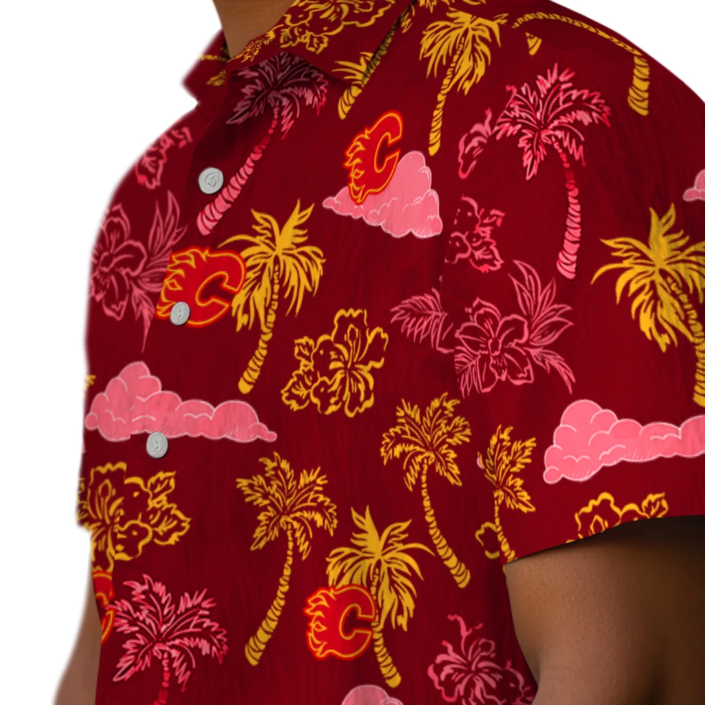 Calgary Flames Hawaiian Shirt - Palm And Clouds 8 Calgary Flames Hawaiian Shirt - Palm And Clouds - Image 8
