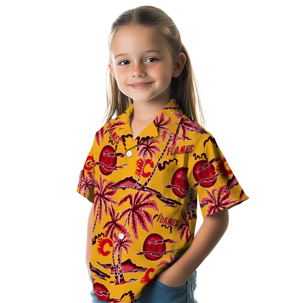 Calgary Flames Hawaiian Shirt - Palm Sunset 6 Calgary Flames Hawaiian Shirt - Palm Sunset - Image 6