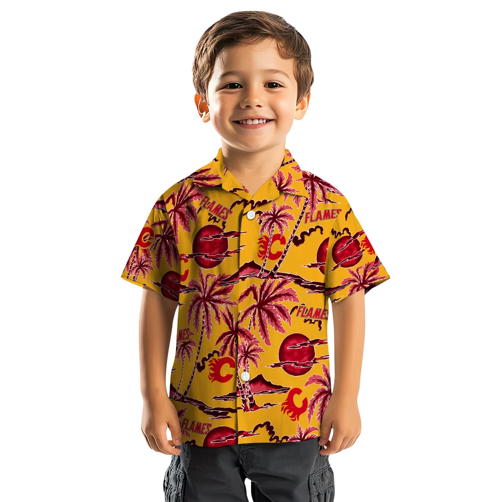 Calgary Flames Hawaiian Shirt - Palm Sunset 7 Calgary Flames Hawaiian Shirt - Palm Sunset - Image 7