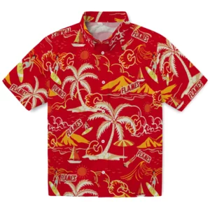 Calgary Flames Hawaiian Shirt - Palm Tree Island