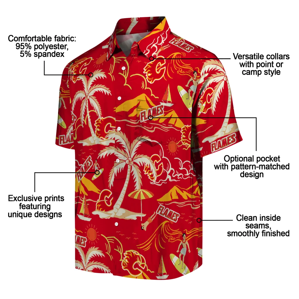 Calgary Flames Hawaiian Shirt - Palm Tree Island 5 Calgary Flames Hawaiian Shirt - Palm Tree Island - Image 5