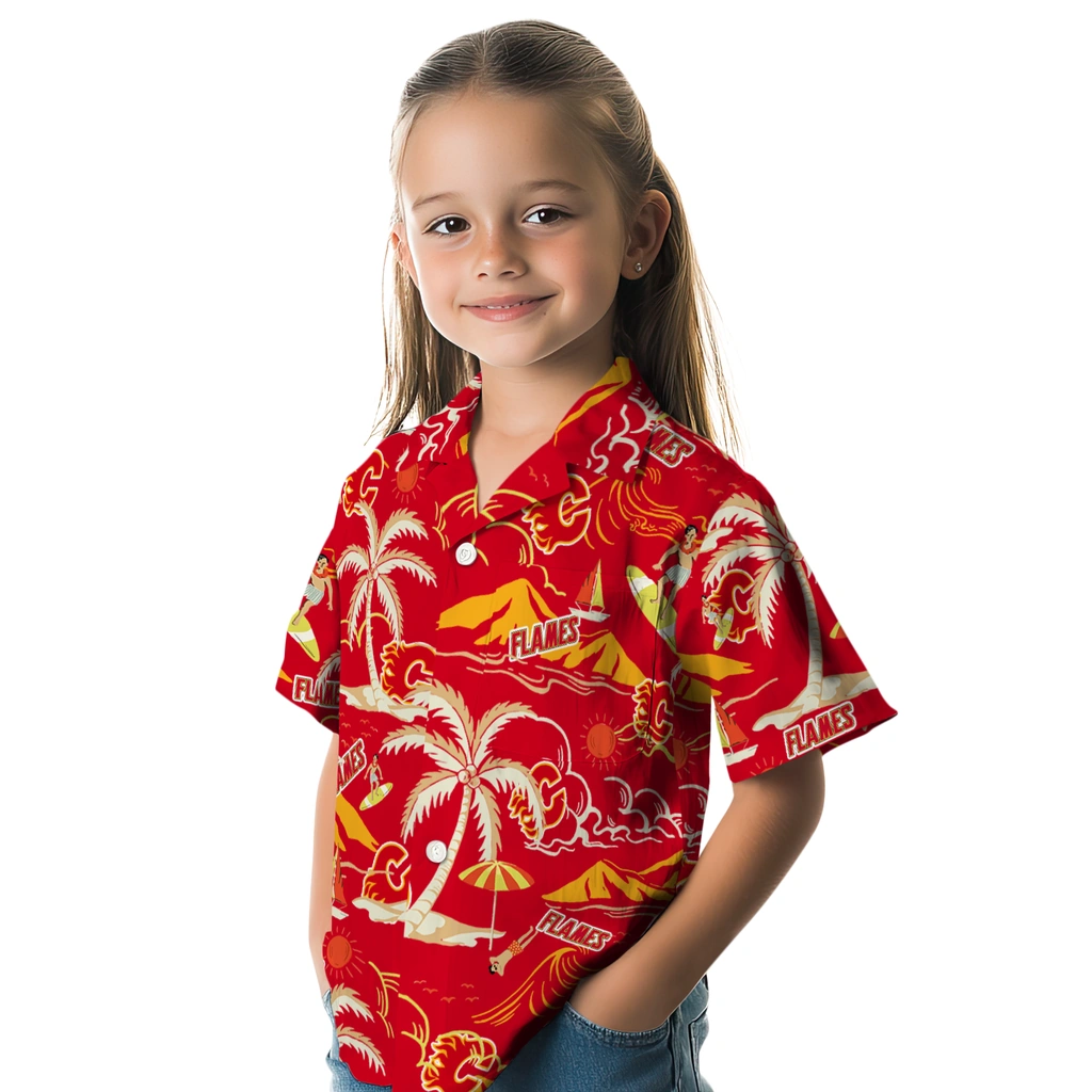 Calgary Flames Hawaiian Shirt - Palm Tree Island 6 Calgary Flames Hawaiian Shirt - Palm Tree Island - Image 6