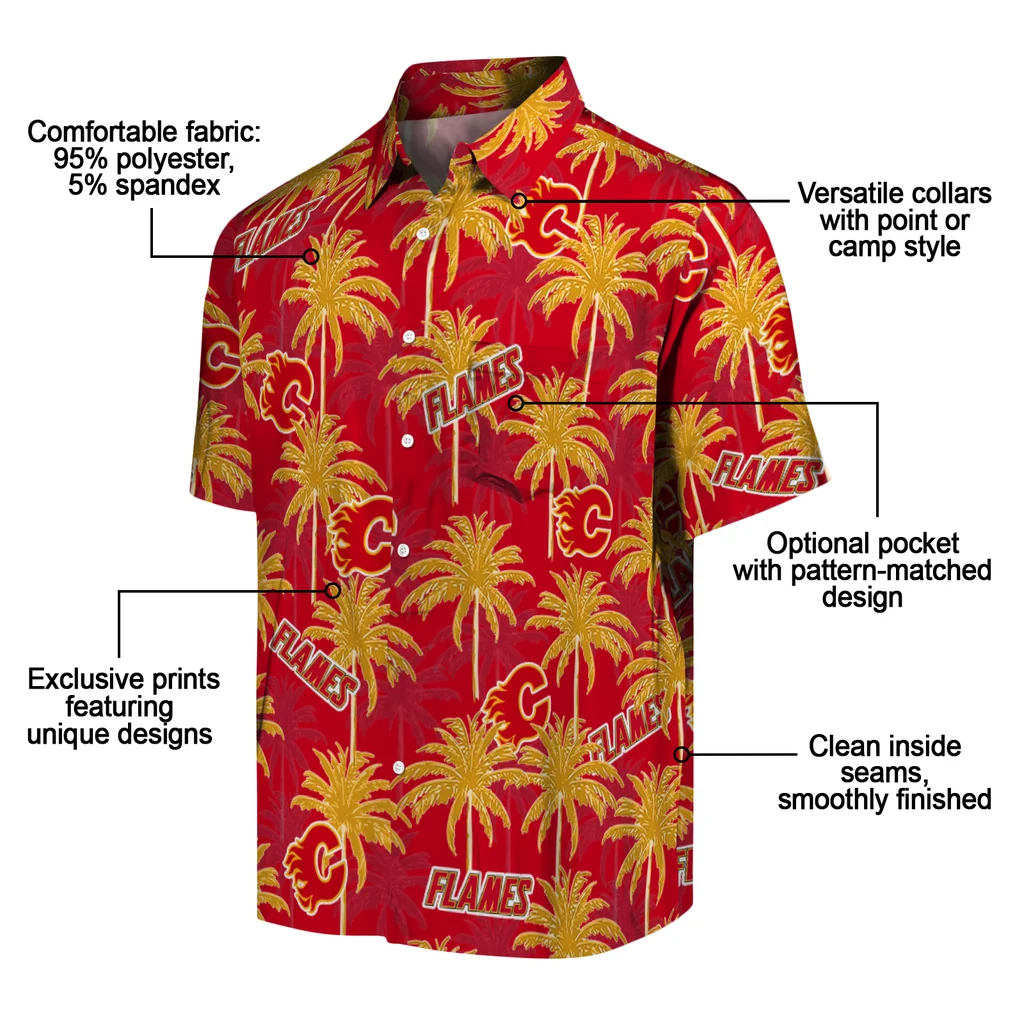 Calgary Flames Hawaiian Shirt - Palm Tree Motif 5 Calgary Flames Hawaiian Shirt - Palm Tree Motif - Image 5