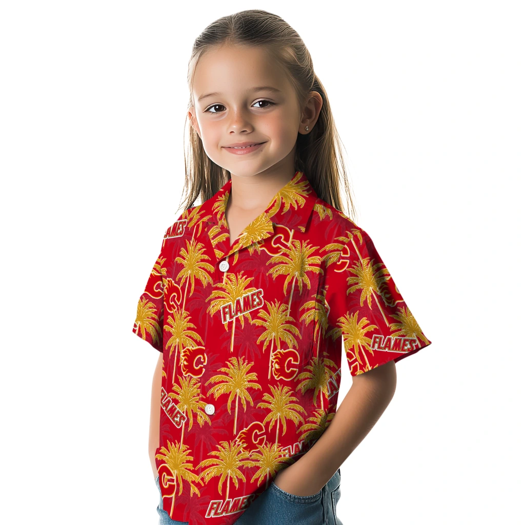Calgary Flames Hawaiian Shirt - Palm Tree Motif 6 Calgary Flames Hawaiian Shirt - Palm Tree Motif - Image 6