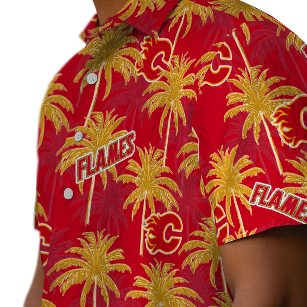Calgary Flames Hawaiian Shirt - Palm Tree Motif 8 Calgary Flames Hawaiian Shirt - Palm Tree Motif - Image 8