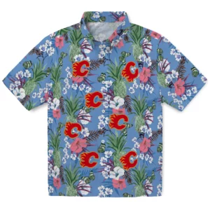 Calgary Flames Hawaiian Shirt - Pineapple Bouquet