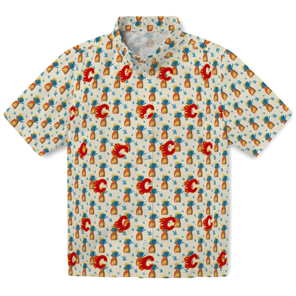 Calgary Flames Hawaiian Shirt - Pineapple Delight 1 Calgary Flames Hawaiian Shirt - Pineapple Delight