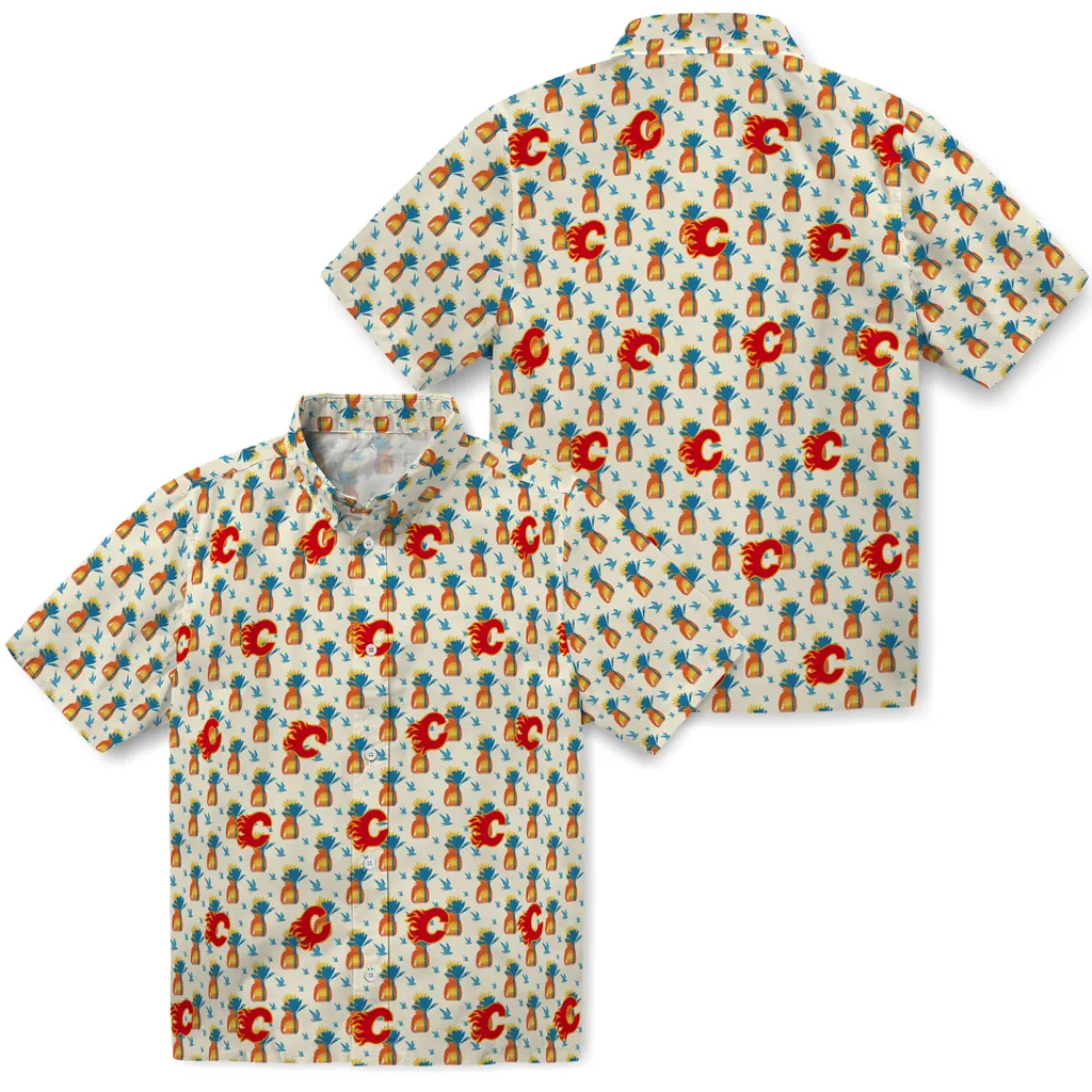 Calgary Flames Hawaiian Shirt - Pineapple Delight 3 Calgary Flames Hawaiian Shirt - Pineapple Delight - Image 3