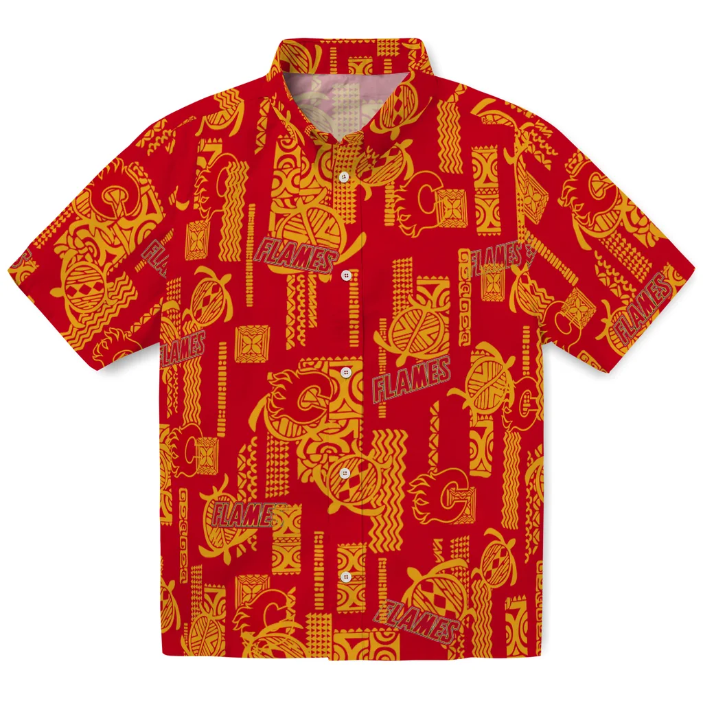Calgary Flames Hawaiian Shirt - Turtle Lines 1 Calgary Flames Hawaiian Shirt - Turtle Lines
