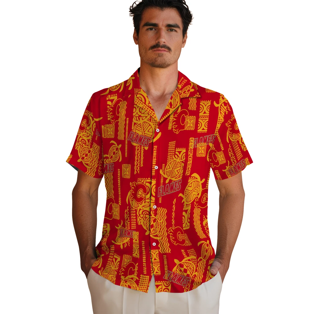 Calgary Flames Hawaiian Shirt - Turtle Lines 2 Calgary Flames Hawaiian Shirt - Turtle Lines - Image 2