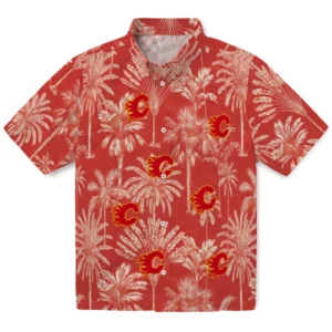 Calgary Flames Hawaiian Shirt - Vintage Palm Tree