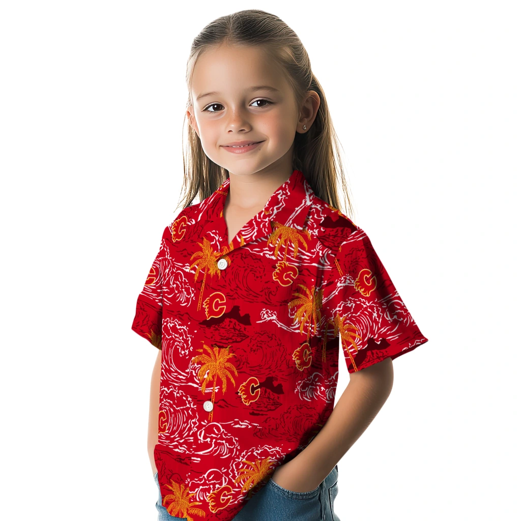 Calgary Flames Hawaiian Shirt - Wave Palm 6 Calgary Flames Hawaiian Shirt - Wave Palm - Image 6
