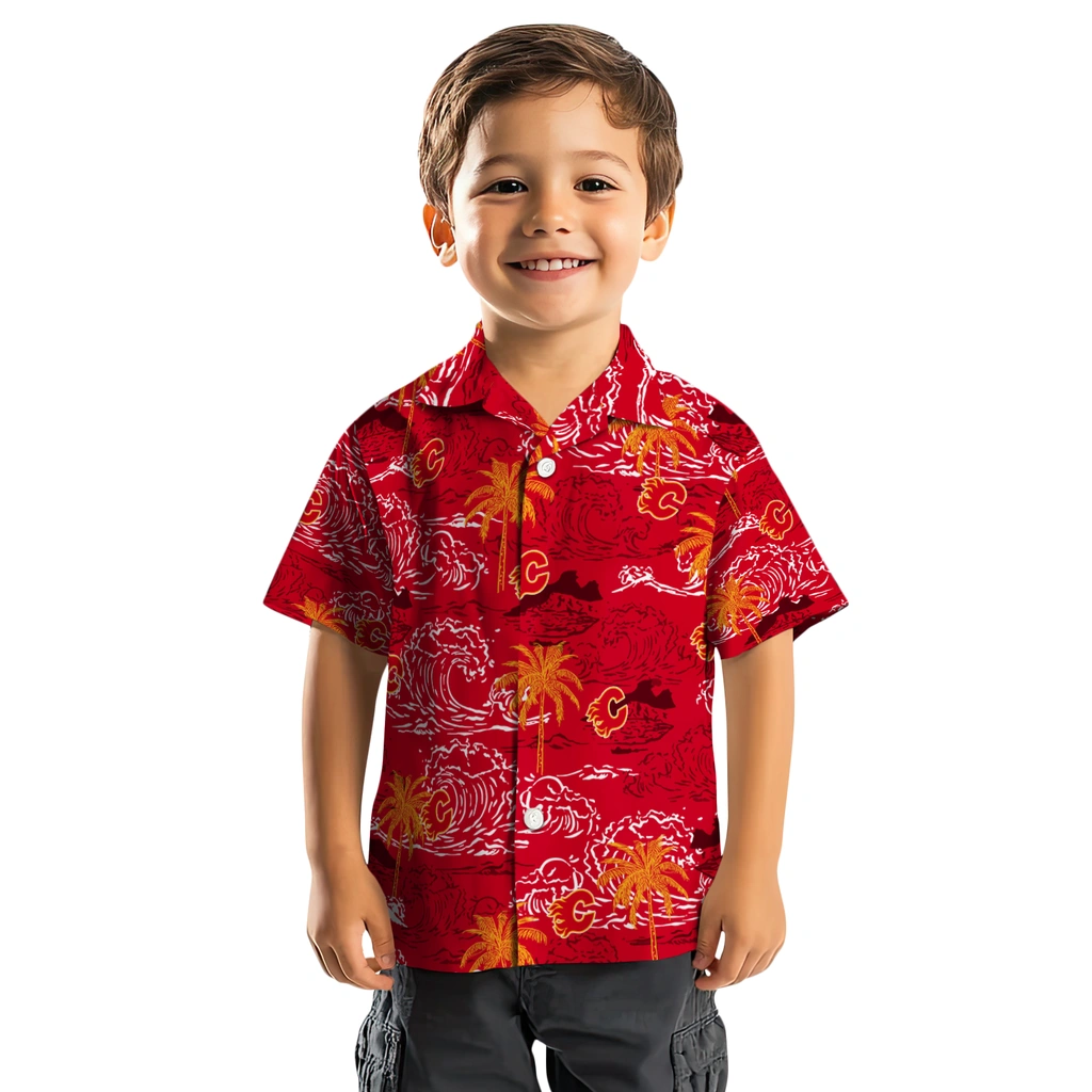 Calgary Flames Hawaiian Shirt - Wave Palm 7 Calgary Flames Hawaiian Shirt - Wave Palm - Image 7
